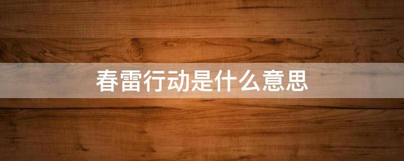 春雷行动是什么意思 春雷行动分别是什么