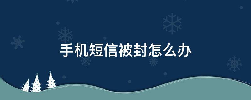 手机短信被封怎么办（手机被平台封了收短信怎么办）