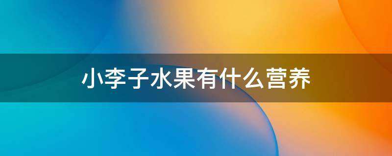 小李子水果有什么营养（小李子果有什么好处）