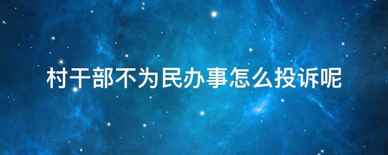 村干部不为民办事怎么投诉呢（村委不为民办事咋投诉）