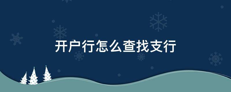 开户行怎么查找支行 怎样查找开户支行