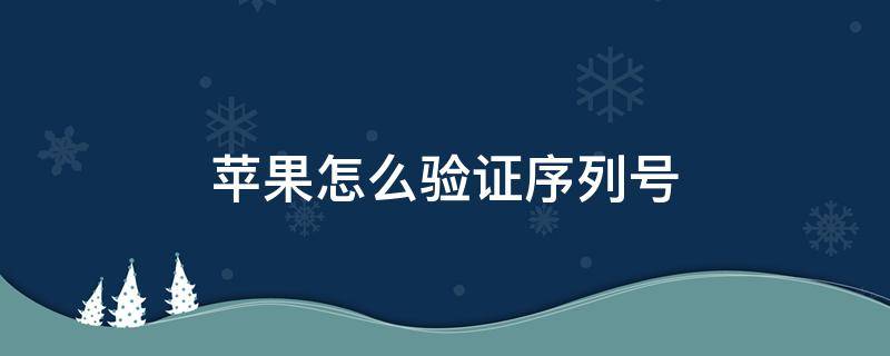 苹果怎么验证序列号（苹果怎么验证序列号和激活时间）
