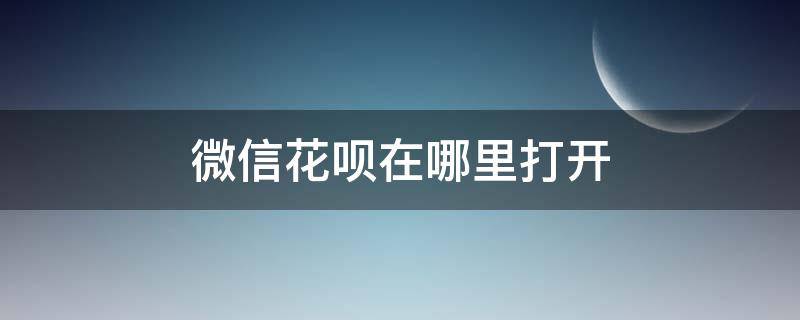 微信花呗在哪里打开 微信蚂蚁花呗在哪儿