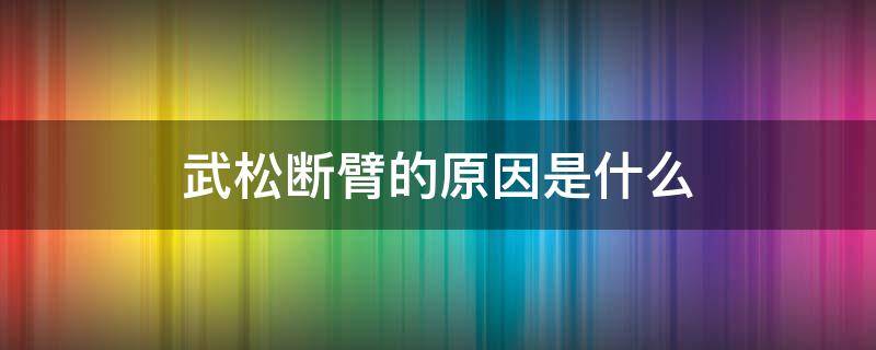 武松断臂的原因是什么（武松的臂是怎么断的）