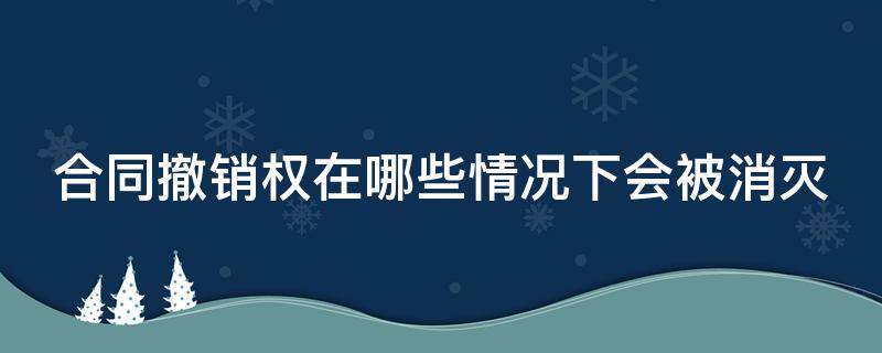 合同撤销权在哪些情况下会被消灭（合同撤销权消灭的情形有哪些）