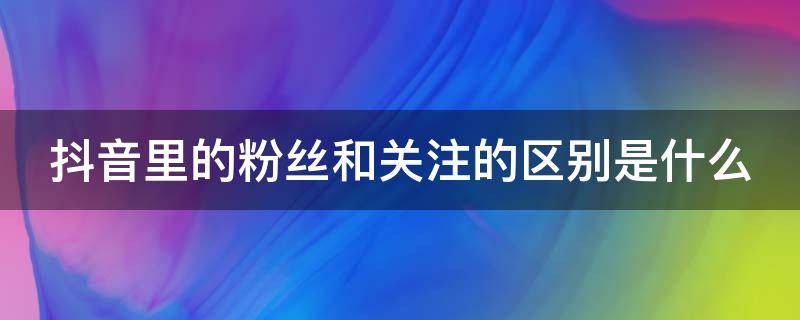 抖音里的粉丝和关注的区别是什么（抖音里粉丝和关注有啥区别）