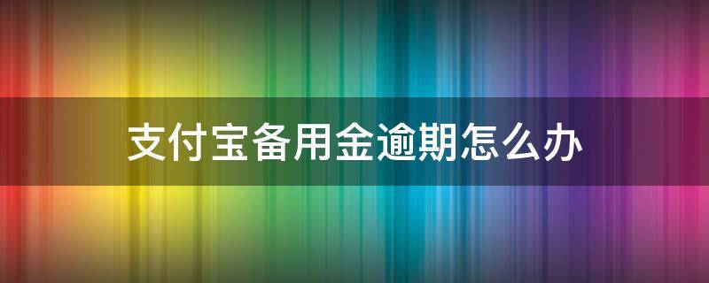 支付宝备用金逾期怎么办 支付宝备用金逾期咋办