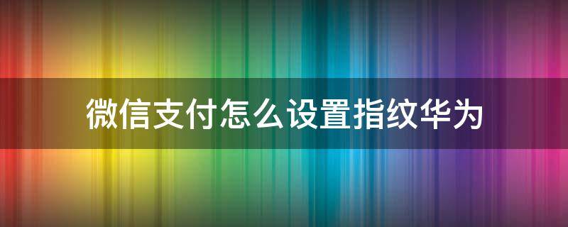 微信支付怎么设置指纹华为（微信指纹支付怎么设置）