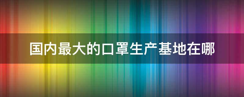 国内最大的口罩生产基地在哪（中国生产口罩基地在哪里）