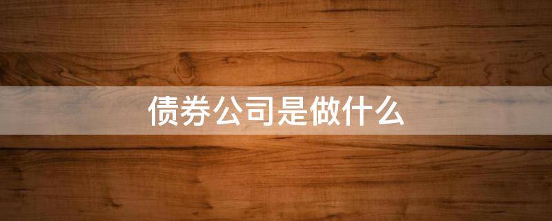 债券公司是做什么 债券是干啥的