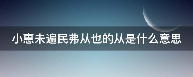 小惠未遍民弗从也的从是什么意思 小惠未遍民弗从也的理解