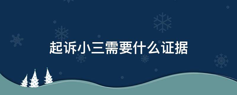 起诉小三需要什么证据 起诉小三需要什么证据?