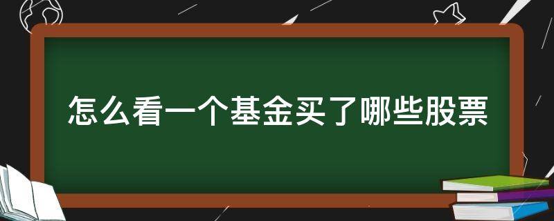 怎么看一个基金买了哪些股票（怎么看基金里面买了哪只股票）