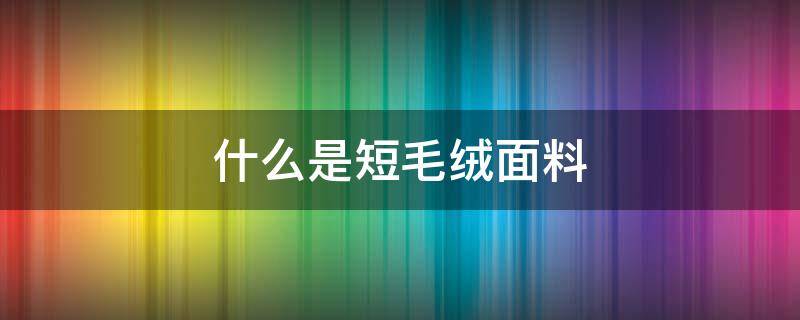 什么是短毛绒面料 毛绒面料叫什么