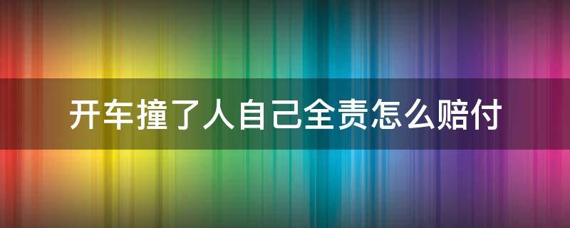 开车撞了人自己全责怎么赔付 开车撞了人自己全责怎么赔付20万保险公司能出多少