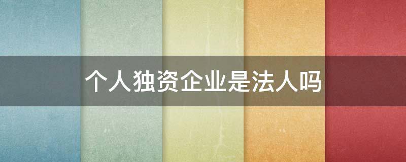 个人独资企业是法人吗 个人独资企业是法人吗可以以企业名义贷款吗