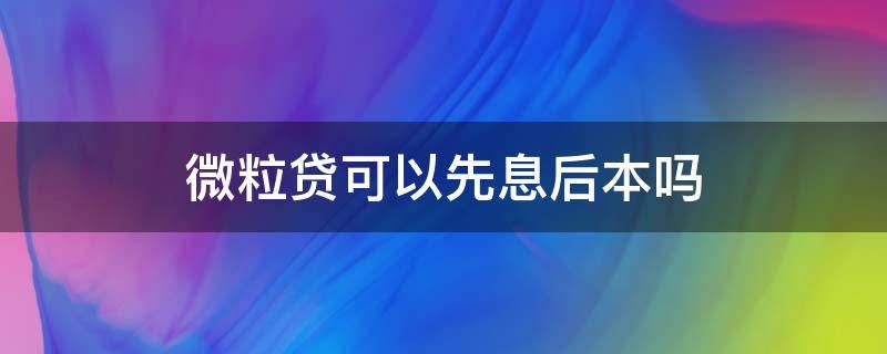 微粒贷可以先息后本吗（微粒贷可以先息后本吗?）