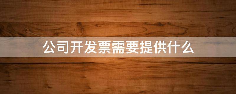 公司开发票需要提供什么