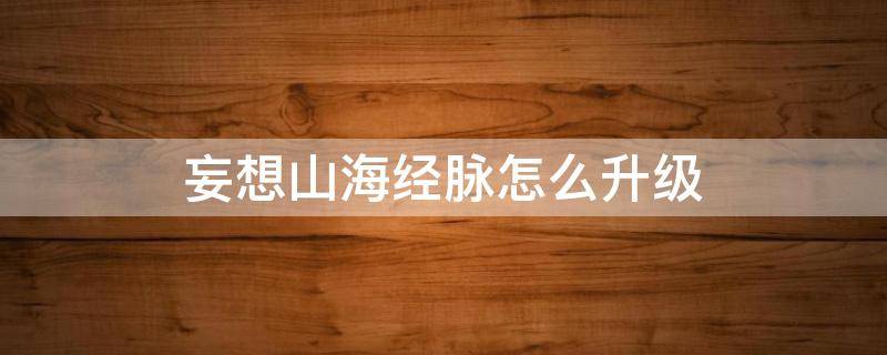 妄想山海经脉怎么升级（妄想山海怎么快速提升经脉等级）