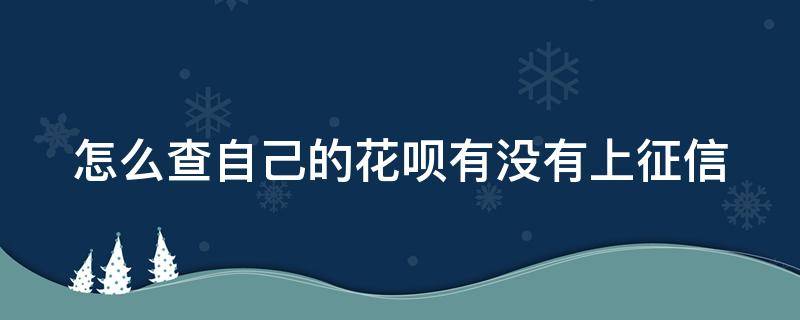 怎么查自己的花呗有没有上征信（怎么查自己的花呗有没有上征信呢）