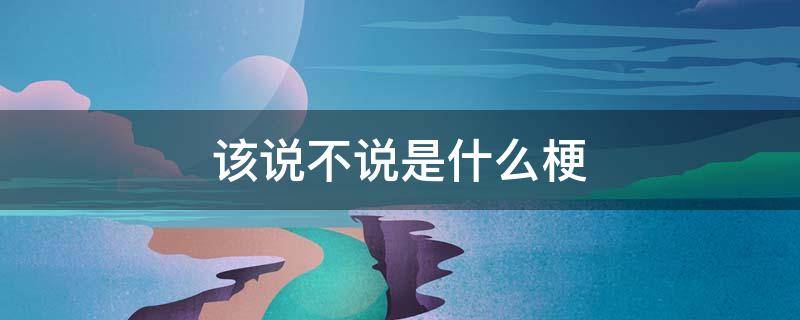 该说不说是什么梗（该说不说 什么梗）