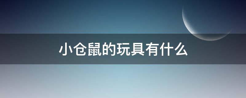 小仓鼠的玩具有什么 小仓鼠玩的玩具都有什么