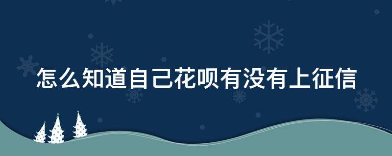 怎么知道自己花呗有没有上征信 怎么能知道自己的花呗上没上征信