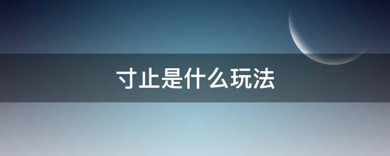 寸止是什么玩法（玩寸止是什么意思）