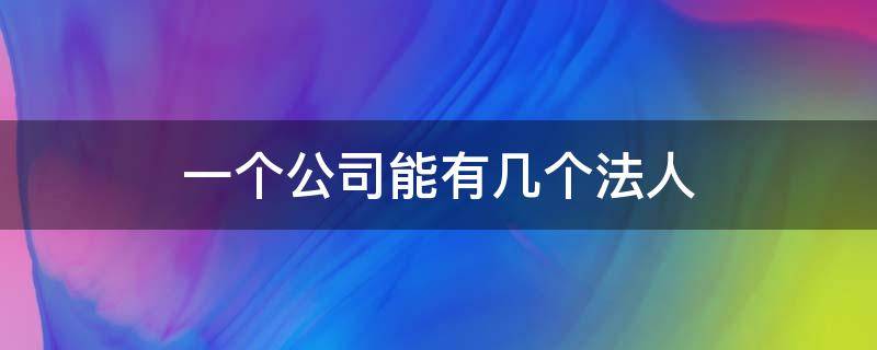 一个公司能有几个法人（一个公司能有几个法人吗）