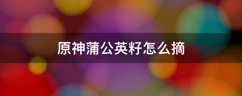 原神蒲公英籽怎么摘（原神蒲公英籽怎么摘取）