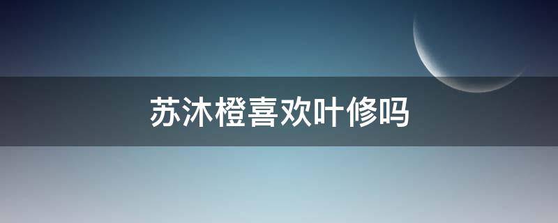 苏沐橙喜欢叶修吗（苏沐橙是不是喜欢叶修）