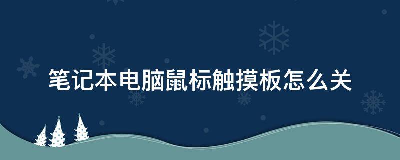 笔记本电脑鼠标触摸板怎么关 笔记本电脑鼠标触摸板怎么关按哪个键