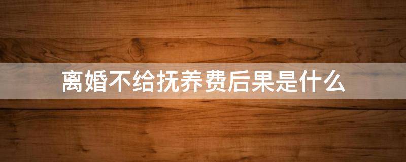 离婚不给抚养费后果是什么（离婚时不给抚养费现在要抚养费行吗）