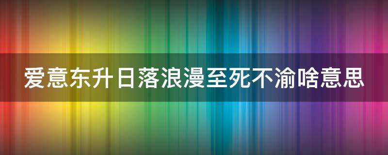 爱意东升日落浪漫至死不渝啥意思 爱意东升日落浪漫至死不渝出处