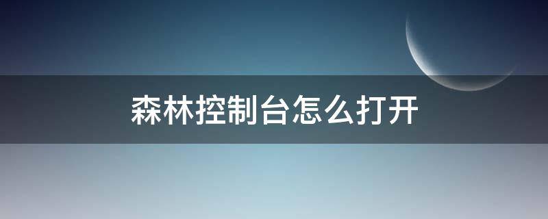 森林控制台怎么打开 森林控制台如何打开