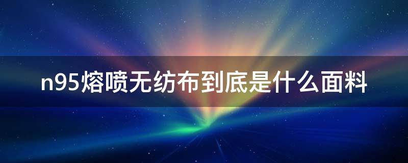 n95熔喷无纺布到底是什么面料 熔喷无纺布就是n95吗