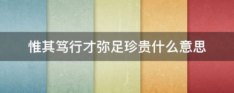 惟其笃行才弥足珍贵什么意思 惟其艰难才更显勇毅惟其笃行才弥足珍贵什么意思