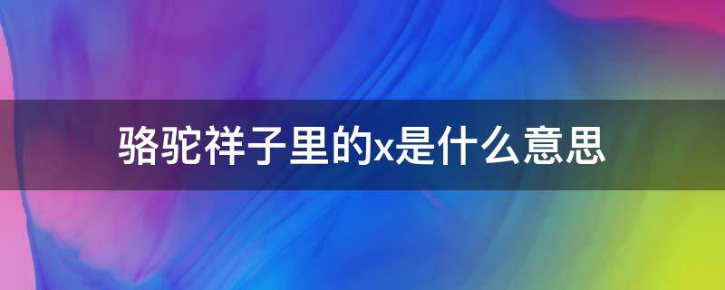 骆驼祥子里的x是什么意思 为什么骆驼祥子书上有x