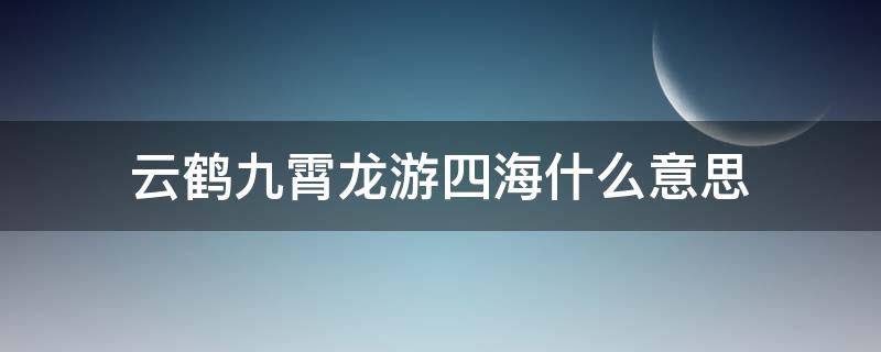 云鹤九霄龙游四海什么意思 云鹤九霄,龙腾四海