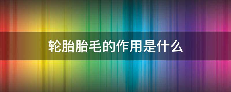 轮胎胎毛的作用是什么（轮胎毛有什么作用）