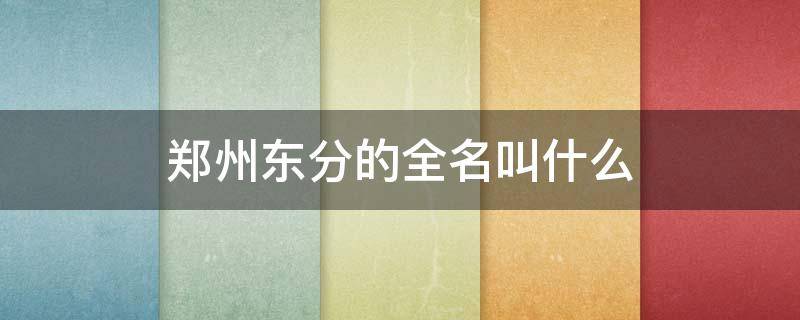 郑州东分的全名叫什么（郑州东分在哪里）