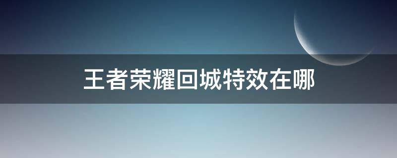 王者荣耀回城特效在哪（王者荣耀回城特效在哪里设置）