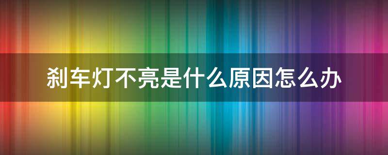 刹车灯不亮是什么原因怎么办（刹车灯不亮怎么解决办法）