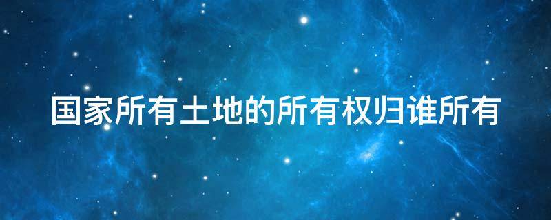 国家所有土地的所有权归谁所有（国家所有土地所有权归谁行使）