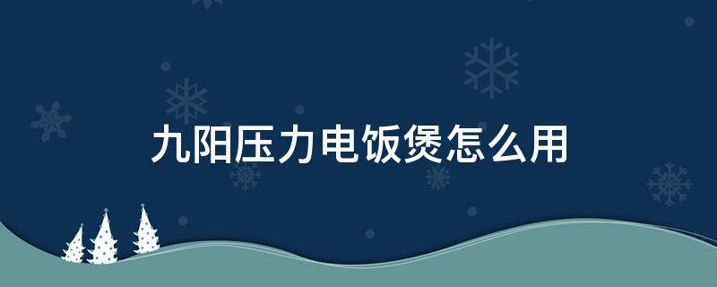 九阳压力电饭煲怎么用（九阳压力电饭煲怎么用开关）