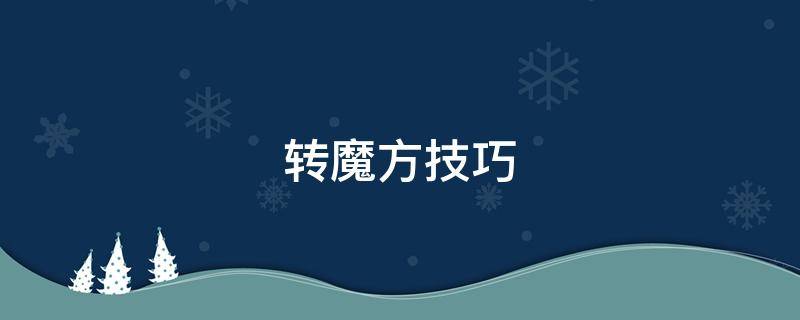 转魔方技巧（转魔方技巧2阶）