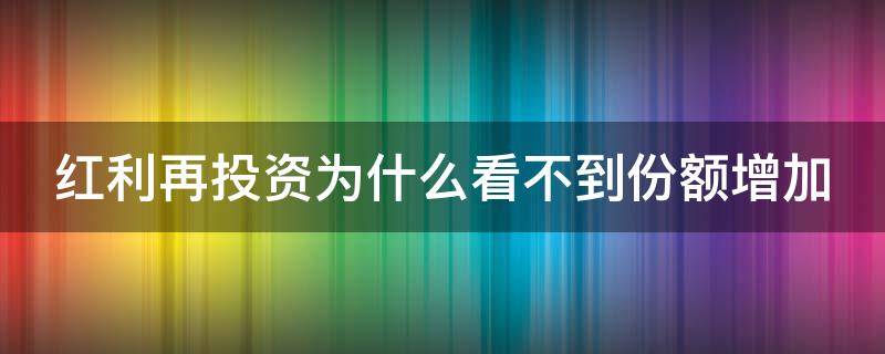 红利再投资为什么看不到份额增加 红利再投持有份额不变