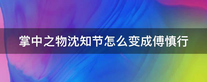 掌中之物沈知节怎么变成傅慎行 掌中之物沈知节如何变成傅慎行