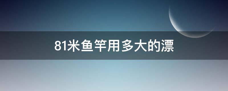 8.1米鱼竿用多大的漂（8.1米鱼竿用多大浮漂）