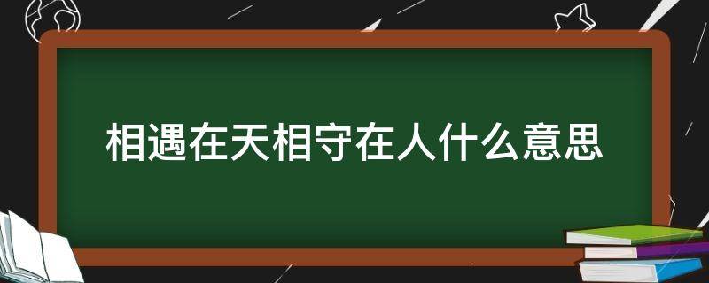 相遇在天相守在人什么意思 相遇是天意,相守是人意什么意思